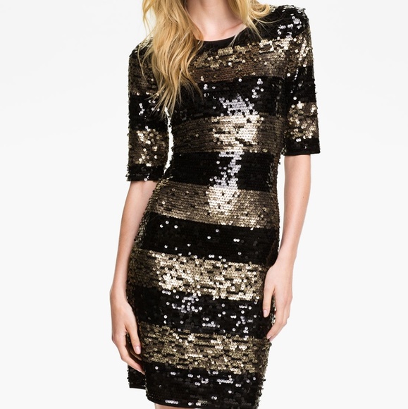 bcbg black and gold dress